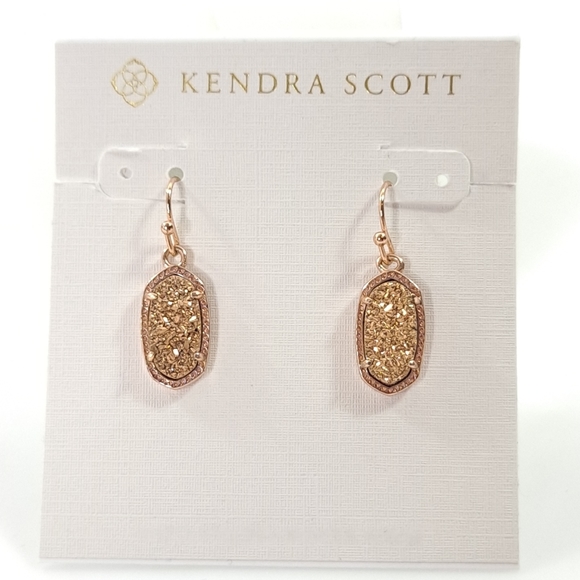 Kendra Scott Lee Earrings in Rose Gold Drusy Drop - Picture 3 of 6
